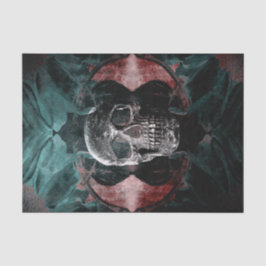 Skull Gothic Floral Aquamarin Black Grunge Textur Seidenpapier