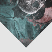 Skull Gothic Floral Aquamarin Black Grunge Textur Seidenpapier (Ausschnitt)