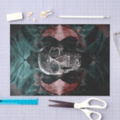 Skull Gothic Floral Aquamarin Black Grunge Textur Seidenpapier (Handwerk)