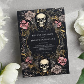 Skull Gothic Floral Dark Wedding Einladung