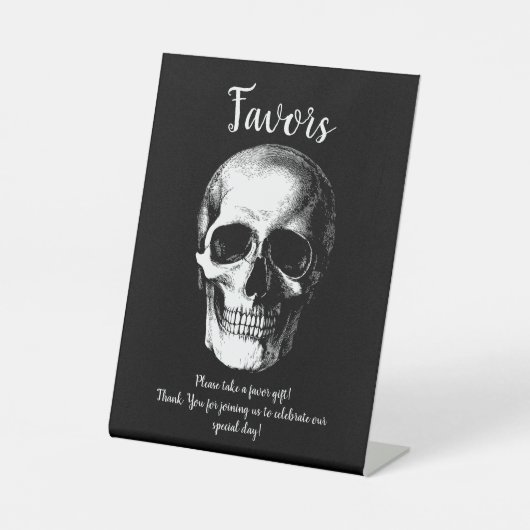 Skull Gothic Gastgeschenke Hochzeiten Unterschreib Sockelschild (Vorderseite)