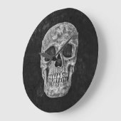 Skull Gothic Grunge Schwarz-Weiß alte Textur Große Wanduhr (Winkel)