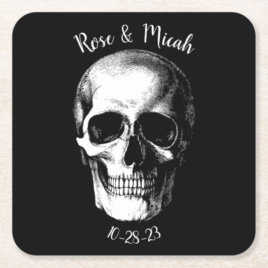 Skull Gothic Halloween Hochzeitsfeier Untersetzer (Vorderseite)
