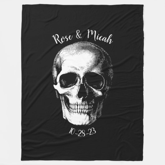 Skull Gothic Halloween Hochzeitsleder Fleecedecke (Vorderseite)