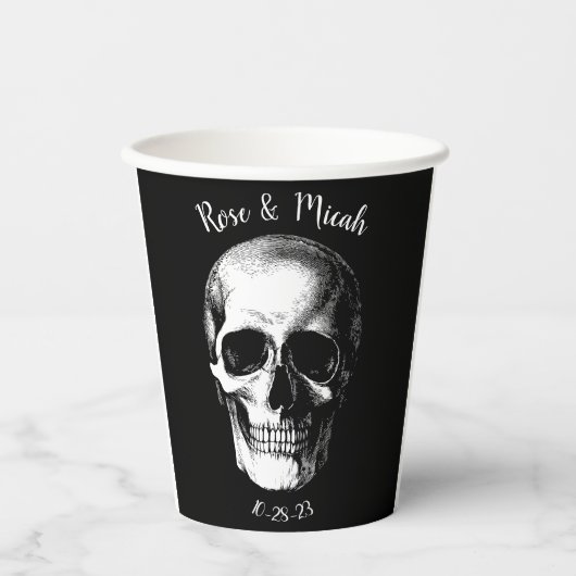 Skull Gothic Halloween Hochzeitspapier-Teller Pappbecher (Vorderseite)