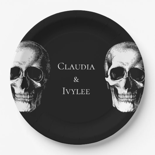 Skull Gothic Halloween Hochzeitspapier-Teller Pappteller (Vorderseite)