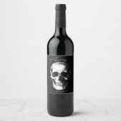 Skull Gothic Halloween Hochzeitwein Labels Weinetikett (Vorderseite)