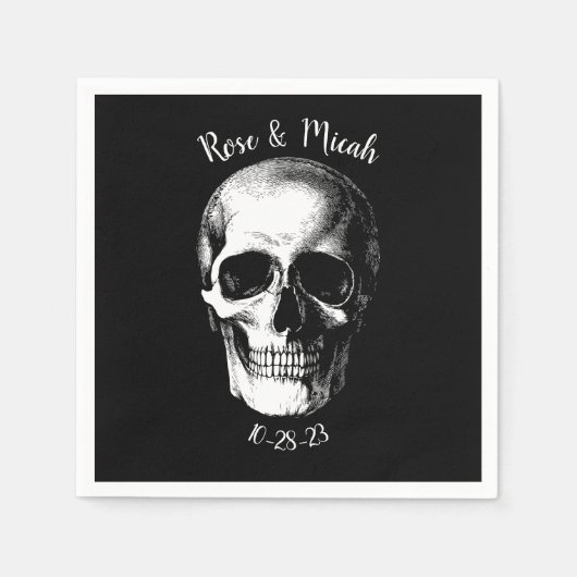 Skull Gothic Halloween Wedding Napkins Serviette (Vorderseite)