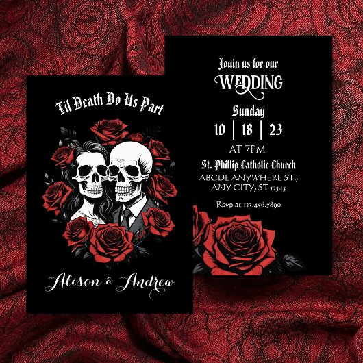 Skull gothic mit Rose Hochzeit Save The Date