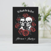 Skull gothic mit Rose Hochzeit Save The Date (Stehend Vorderseite)