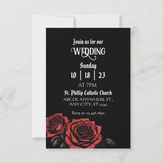 Skull gothic mit Rose Hochzeit Save The Date (Rückseite)