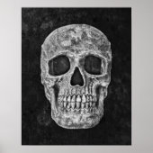 Skull Gothic Old Grunge Schwarz-Weiß-Textur Poster (Vorne)