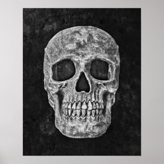 Skull Gothic Old Grunge Schwarz-Weiß-Textur Poster (Vorne)