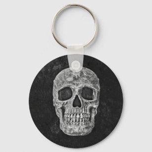 Skull Gothic Old Grunge Schwarz-Weiß-Textur Schlüsselanhänger