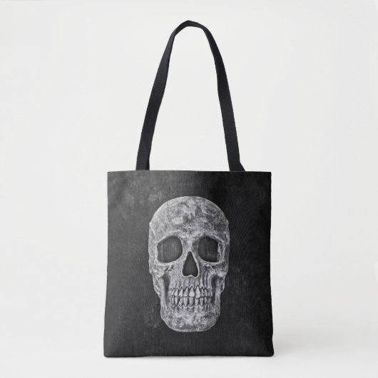 Skull Gothic Old Grunge Schwarz-Weiß-Textur Tasche (Vorderseite)
