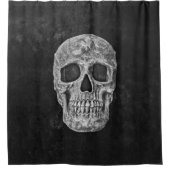 Skull Gothic Old Textur Schwarz und Weiß Grunge Duschvorhang (Vorderseite)