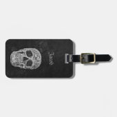 Skull Gothic Old Texture Schwarz-Weiß-Grunge Gepäckanhänger (Vorderseite horizontal)