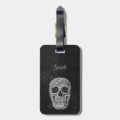 Skull Gothic Old Texture Schwarz-Weiß-Grunge Gepäckanhänger (Rückseite vertikal)