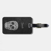 Skull Gothic Old Texture Schwarz-Weiß-Grunge Gepäckanhänger (Rückseite horizontal)