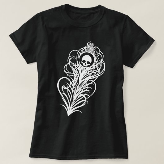 Skull Gothic Peacock Feather T-Shirt (Design vorne)