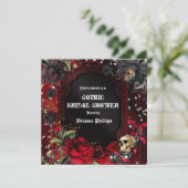 Skull Gothic Red Black Rose Bling Einladung (Stehend Vorderseite)
