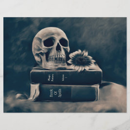 Skull Gothic Vintag Old Books Cyanotype Sonnenblum
