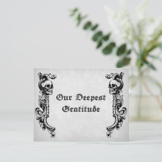Skull Gothic Wedding Dankeskarte (Stehend Vorderseite)