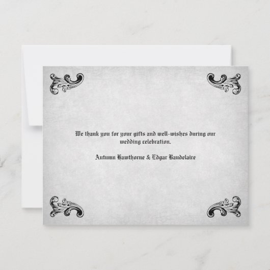 Skull Gothic Wedding Dankeskarte (Rückseite)