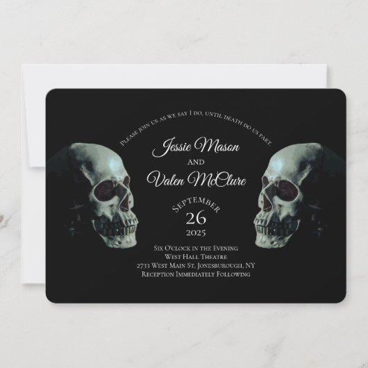 Skull Gothic Wedding Einladung (Vorderseite)