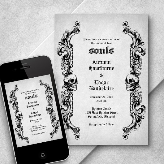 Skull Gothic Wedding Einladung