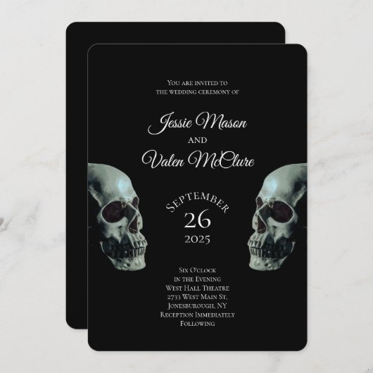 Skull Gothic Wedding Einladung (Vorne/Hinten)