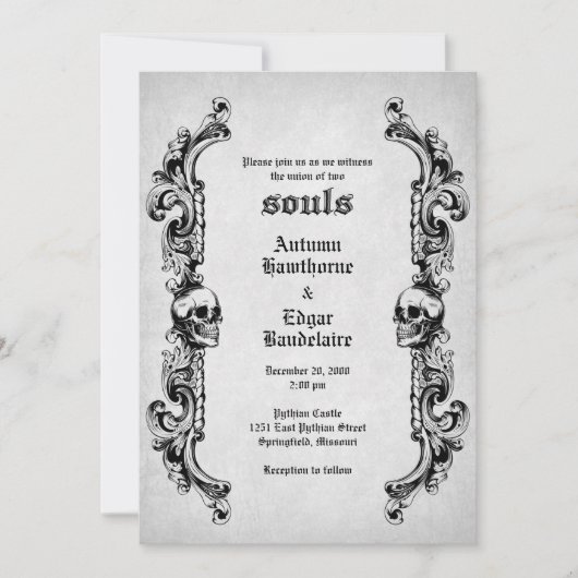 Skull Gothic Wedding Einladung (Vorderseite)