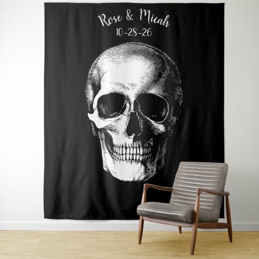 Skull Gothic Wedding Foto Hintergrund Wandteppich (Beispiel)
