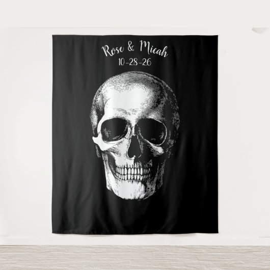 Skull Gothic Wedding Foto Hintergrund Wandteppich (Vorderseite)