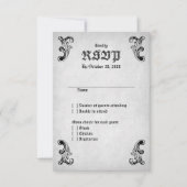 Skull Gothic Wedding RSVP Karte (Vorderseite)