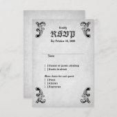 Skull Gothic Wedding RSVP Karte (Vorne/Hinten)