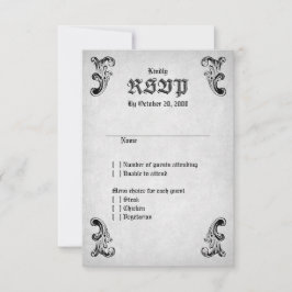 Skull Gothic Wedding RSVP Karte