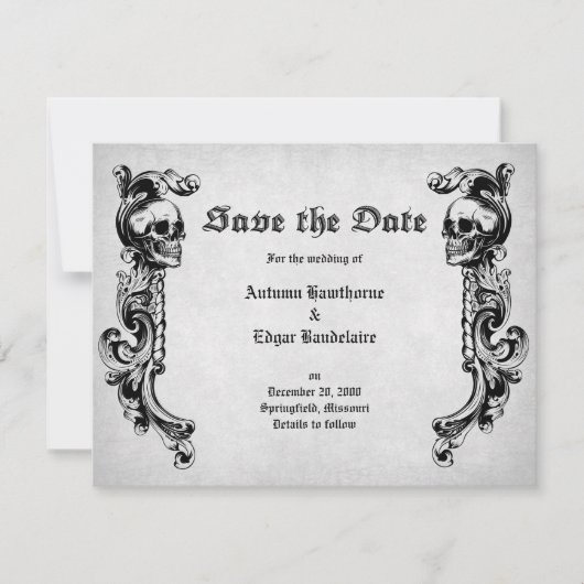 Skull Gothic Wedding Save The Date (Vorderseite)