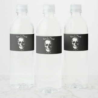 Skull Gothic Wedding Wasserflaschenetikett