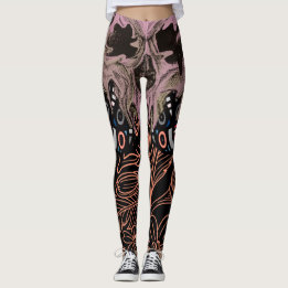Skull Gothies Floral Romantic Skeleton Leg Leggings