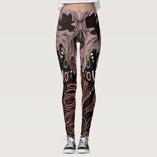 Skull Gothies Floral Romantic Skeleton Leg Leggings (Vorderseite)