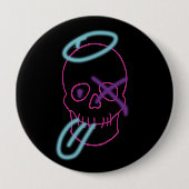 Skull-Graffiti - Rosa, Lila, Blau und Schwarz Button (Vorderseite)