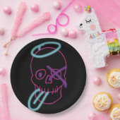 Skull-Graffiti - Rosa, Lila, Blau und Schwarz Pappteller (Party)