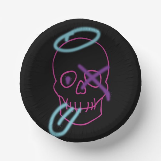 Skull-Graffiti - Rosa, Lila, Blau und Schwarz Pappteller (Vorderseite)