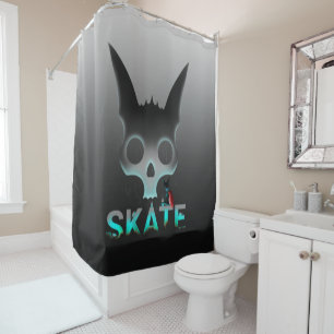 Skull Graffiti Skater Cat Duschvorhang