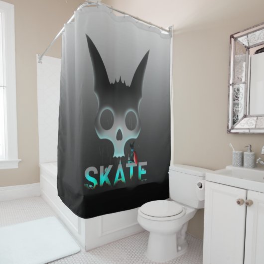 Skull Graffiti Skater Cat Duschvorhang (Beispiel)