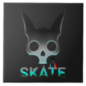 Skull Graffiti Skater Cat Fliese (Vorderseite)