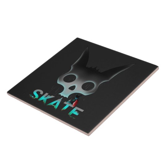 Skull Graffiti Skater Cat Fliese (Seite)