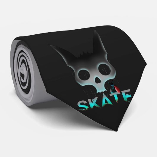 Skull Graffiti Skater Cat Krawatte (Gerollt)