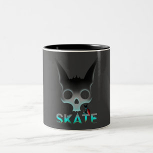 Skull Graffiti Skater Cat Zweifarbige Tasse
